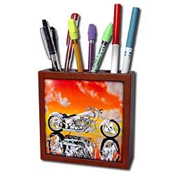 Tile Pen Holder Picturing Picturing Harley-Davidson Motorcycle