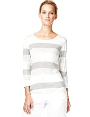 Autograph Bold Striped Metallic Effect Top