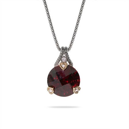Eve's Addiction Designer Style Ruby CZ Vintage Cut Sterling Silver Pendant