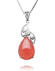 Honeystore Girls 925 Sterling Silver Rhodonite Necklace Color Red
