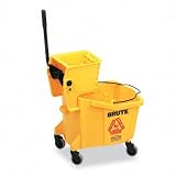 Rubbermaid Wavebrake 35-Qt Dual Water Side Press Mop Bucket & Wringer, Yellow
