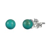 Sterling Silver Back Stabilized Turquoise 4mm Stud Earrings