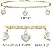 10 Karat Yellow Gold 9" Flat Gucci Style 3 White Stone Heart Charm Anklet