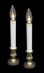 Pack of 2 Battery Operated Brass Plated Lighted Christmas Candle Lamps 9.5"