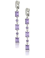 Judith Ripka "Candy" Triple Baguette Hanging Purple Drop Earrings