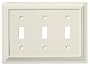 Brainerd 126448 Wood Architectural Triple Switch Wall Plate, Light Almond