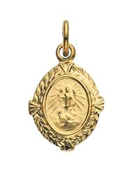 CleverEve Designer Series 14K Yellow Gold 0.60 grams Saint Raphael Medal 12.00 x 9.00mm