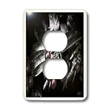 Angel Wings Designs Nature - Black and White Chrome Holly Leaves with hand colored berries - WOW - Light Switch Covers - 2 plug outlet cover