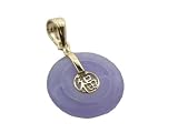 Mini Lavender Jade Luck Moon Pendant, 14k Gold