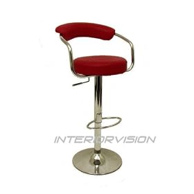 Omicron Kitchen Padded Salon Bar Stool Red by InteriorVision