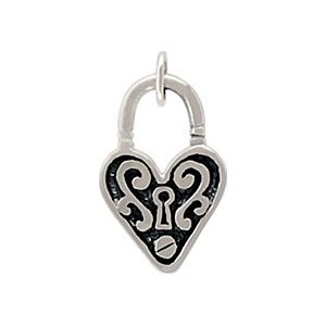 Small Heart Lock Pendant in Sterling Silver, #8013