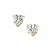 14K Yellow Gold 4 x 3.5 MM Heart Shaped Cubic Zirconia Children's Earring Studs