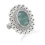 Oval Rough-Cut Genuine Emerald Sterling Silver Ring, 8