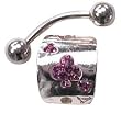 Pink Crystal Ace Of Clubs Card Steel Belly Ring Barbell