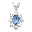 14K White Gold London Blue Topaz and Diamond Pendant