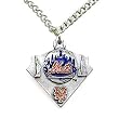 New York Mets Chain Necklace & Enameled Pewter Pendant - MLB Baseball Fan Shop Sports Team Merchandise