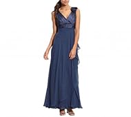 V-neck Sheath Belted Chiffon Sleeveless  Dress