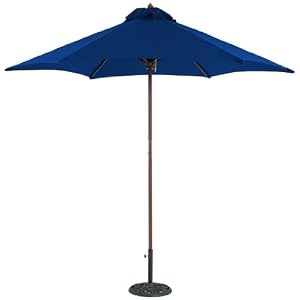 Strathwood Basics Dark Wood Market Umbrella, Royal Blue