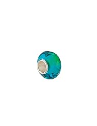 Blue and Green, Faceted Glass Charm for 3mm Charm Bracelets