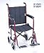 19 Transport Chair Fixed Arm, Swing-Away Foot Rest - Red 300lb Cap, 1/Ea