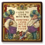 I Love To Cook With Wine Ceramic Trivet