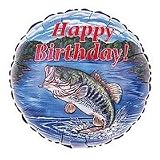 Happy Birthday Bass Fishing 18 Inch Foil Balloon