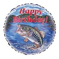 Happy Birthday Bass Fishing 18 Inch Foil Balloon