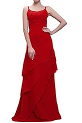 Natural   Waistline Jeweled Chiffon Spaghetti Strap  Dress