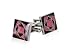Unique Geometric Pink and Black Rectangular Cufflinks in Rhodium Silver Setting with Presentation Box