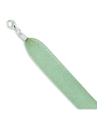 MMA Silver - 16 inch+ 2 inch Extension Green Ribbon Necklace