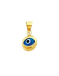 14K Yellow Gold Evil Eye Fluted Charm Pendant