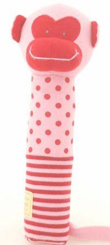 Childrens Toyshop  Toys : Alimrose Monkey Squeaker Pink & Red