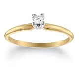  : 10k Yellow Gold Princess Cut Solitaire Diamond Engagement Ring (1/10 ct, J-K Color, I2-I3 Clarity), Size 5