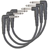 Planet Waves Classic Series Instrument Cable with Right Angle Plug, 0.5 feet (3-pack)