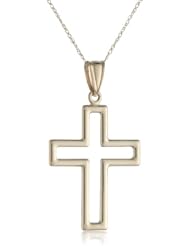 14k Yellow Gold Cut-Out Cross Chain Pendant Necklace, 18"