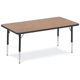 Virco 482448LO0840101 4000 Series Short Activity Table, Adjustable Legs, 48"W x 24"D, Medium Oak Top