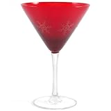 Luminarc Ruby Red Snowflakes Martini Glass - Holiday Christmas Themed, Set of 4