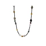 14k Yellow Gold Black Onyx, Aventurine, Jade and Rutilated Quartz Necklace, 36