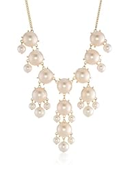 Gold-Tone Simulated Pearl Bib Necklace, 21.5"