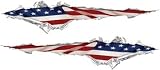 Ripped Torn Metal Tear REFLECTIVE Decals American Flag