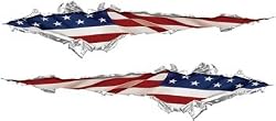 Ripped / Torn Metal Look Decals With American Flag