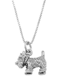 Sterling Silver Three Dimensional Scottie Dog Necklace