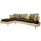 2251-Fabric-Sofa/Chaise Apollo 2 Piece Sectional Sofa in Brown and Gray