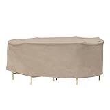 Budge English Garden Oval Patio Table and Chairs Combo Cover P5A17PM1, Tan Tweed (30 H x 136 L x 90 W)