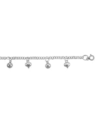 Sterling Silver Charm Bracelets w/ Dangling Hearts and Chime Balls