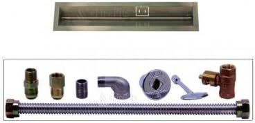 Spotix Linear HPC Match Lit Fire Pit T-Burner Kit, 36-Inch Burner, 36-Inch Trough, Natural Gas, Polished Chrome