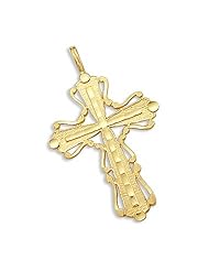 Solid 14k Yellow Gold Pendant Charm Cross Crucifix New