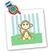 3dRose Janna Salak Designs Baby Animals Blue Monkey Square Quilt Sheet, 10 by 10-Inch