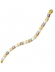 7.25" 6.5-7mm Multi-Color (White, Purple, Peach) Freshwater Cultured "Button" Pearl & 14kt Bead Bracelet.