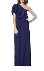 Elasticized   Waistline One Shoulder Crepe Maxi Dress 